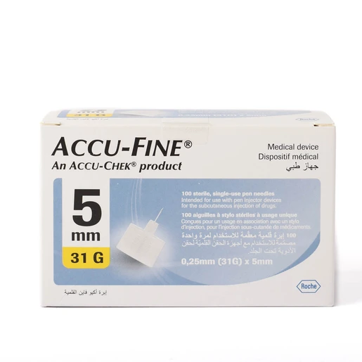 Accu Chek, Accu Fine Pen Needles 5 Mm - 100 Pcs
