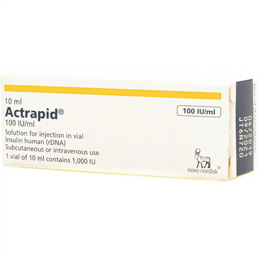 Actrapid 100 IU/Ml, Insulin Human Injection - 1 Vial Of 10 Ml