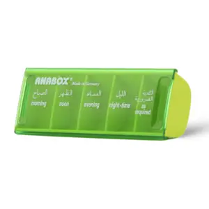 Anabox, Pill Organizer Daily Box Yellow Green Color - 1 Pc - 3 Anabox, Pill Organizer Daily Box Yellow Green Color - 1 Pc - 3