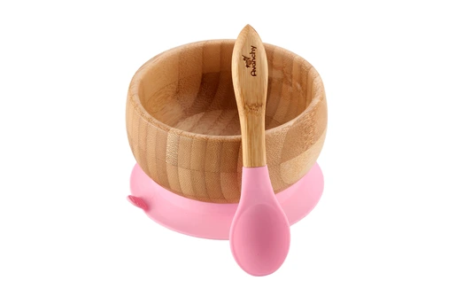 Avanchy, Bamboo Bowl With Spoon Pink - 1 Pc