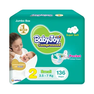 BabyJoy, Size 2, Jumbo Box, 3.5-7 kg - 136 Diapers BabyJoy, Size 2, Jumbo Box, 3.5-7 kg - 136 Diapers