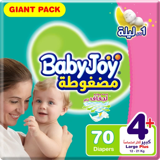 Babyjoy, Baby Diapers Size 4+ Giant Pack - 70 Pcs