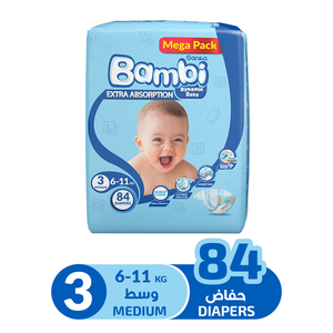 Bambi, Baby Diapers, Size 3, Mega Pack - 84 Pcs Bambi, Baby Diapers, Size 3, Mega Pack - 84 Pcs