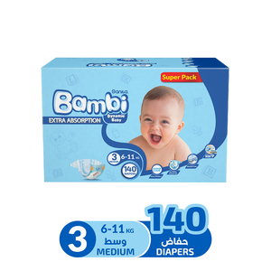 Bambi, Baby Diapers Size 3 Super Pack - 140 Pcs Bambi, Baby Diapers Size 3 Super Pack - 140 Pcs