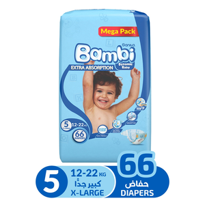 Bambi, Baby Diapers, Size 5, Mega Pack - 66 Pcs Bambi, Baby Diapers, Size 5, Mega Pack - 66 Pcs