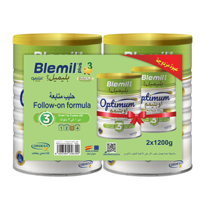 Blemil Plus, Optimum 3, 2X1200 Gm , Double Pack, From 1-3 Years - 1 Pack Blemil Plus, Optimum 3, 2X1200 Gm , Double Pack, From 1-3 Years - 1 Pack
