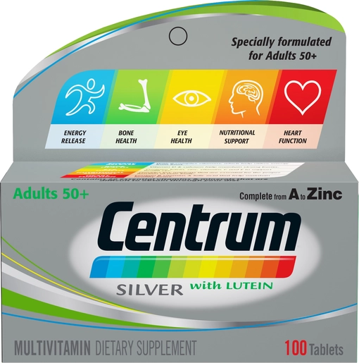 Centrum Silver With Lutein, Multivitamins & Minerals - 100 Tablets