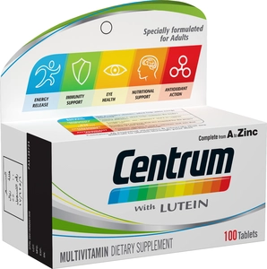 Centrum, With Lutein, Multivitamins & Minerals - 100 Tablets - 2 Centrum, With Lutein, Multivitamins & Minerals - 100 Tablets - 2