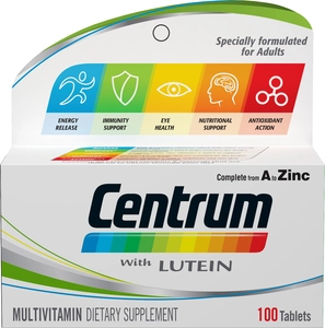 Centrum, With Lutein, Multivitamins & Minerals - 100 Tablets - 3 Centrum, With Lutein, Multivitamins & Minerals - 100 Tablets - 3