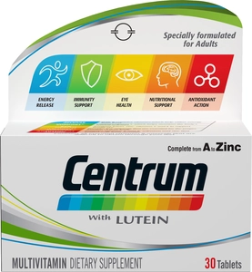 Centrum, With Lutein, Multivitamins & Minerals - 30 Tablets - 3 Centrum, With Lutein, Multivitamins & Minerals - 30 Tablets - 3