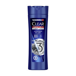 Clear, Men 3 In 1, Shampoo, Body & Face Wash - 400 Ml Clear, Men 3 In 1, Shampoo, Body & Face Wash - 400 Ml