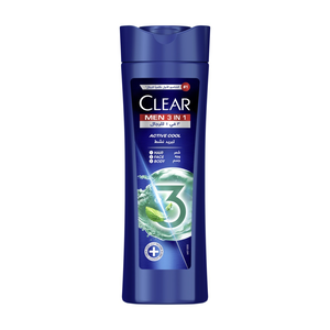 Clear, Men Shampoo, Body & Face Wash, Active Cool - 400 Ml Clear, Men Shampoo, Body & Face Wash, Active Cool - 400 Ml