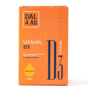 Dal4All, 400 IU Vitamin D3 Drops Lemon Flavour - 25 Ml Dal4All, 400 IU Vitamin D3 Drops Lemon Flavour - 25 Ml