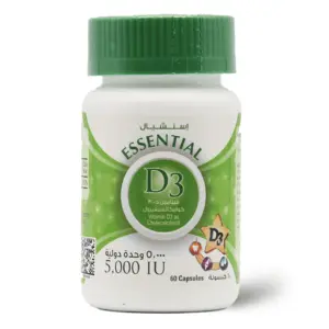 Essential Vitamin D3 5000 IU, For Bone Health - 60 Capsules - 3 Essential Vitamin D3 5000 IU, For Bone Health - 60 Capsules - 3