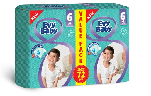 Evy Baby, Baby Diapers Size 6 Xlarge Jumbo Pack - 72 Pcs