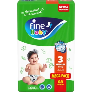 Fine Baby, Baby Diapers Size 3 4-9 Kg - 68 Pcs Fine Baby, Baby Diapers Size 3 4-9 Kg - 68 Pcs
