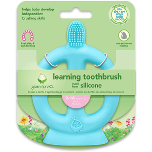 Green Sprouts, Learning Toothbrush Silicon Aqua - 1 Pc - 4 Green Sprouts, Learning Toothbrush Silicon Aqua - 1 Pc - 4