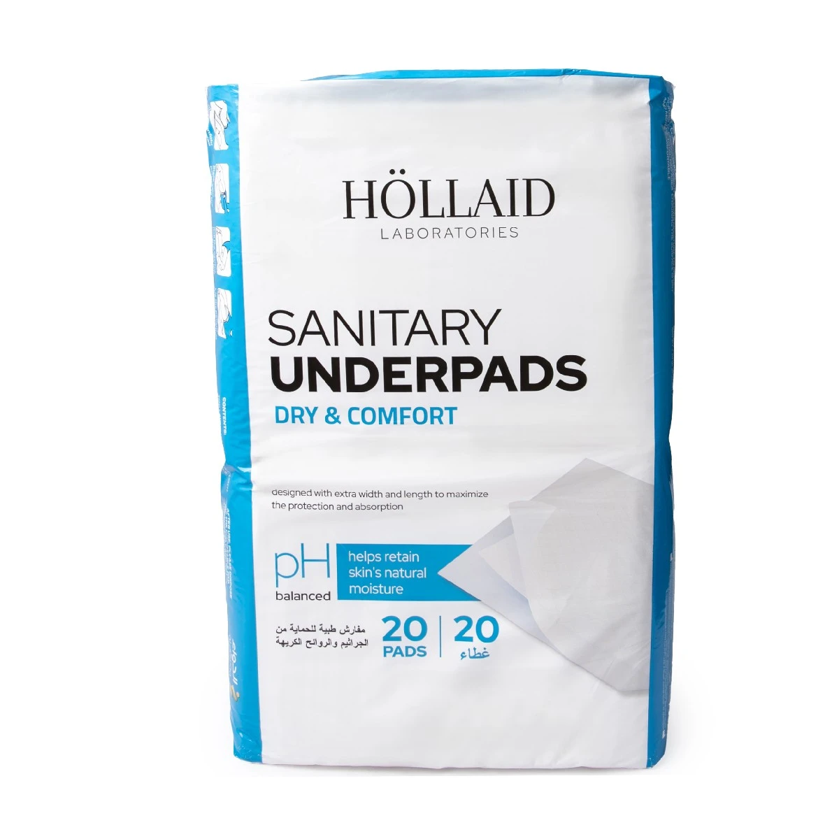 Hollaid, Sanitary Underpads 60X90 Dry & Comfort - 20 Pcs Hollaid, Sanitary Underpads 60X90 Dry & Comfort - 20 Pcs
