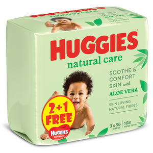 Huggies, Baby Wipes Natural Care 2+1 Free - 1 Kit - 2 Huggies, Baby Wipes Natural Care 2+1 Free - 1 Kit - 2