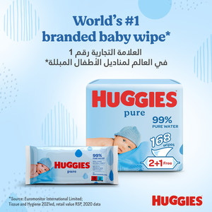 Huggies, Baby Wipes Pure Wipes - 56 Pcs - 7 Huggies, Baby Wipes Pure Wipes - 56 Pcs - 7