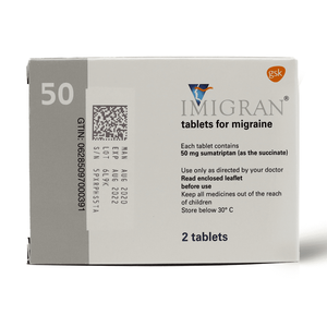 Imigran 50 Mg, For Migraine Attacks - 2 Tablets - 2 Imigran 50 Mg, For Migraine Attacks - 2 Tablets - 2