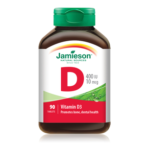 Jamieson, Vitamin D3 400 IU 10 Mcg, For Bone Health - 90 Tablets - 1 Jamieson, Vitamin D3 400 IU 10 Mcg, For Bone Health - 90 Tablets - 1