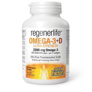 Natural Factors, Regenerlife, Omega-3+Vitamin D Ultra Strength - 90 Softgel Natural Factors, Regenerlife, Omega-3+Vitamin D Ultra Strength - 90 Softgel