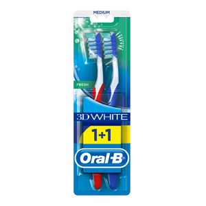Oral-B Toothbrush 3D White Fresh Manual Medium 1+1 Free - 1 Kit - 1 Oral-B Toothbrush 3D White Fresh Manual Medium 1+1 Free - 1 Kit - 1