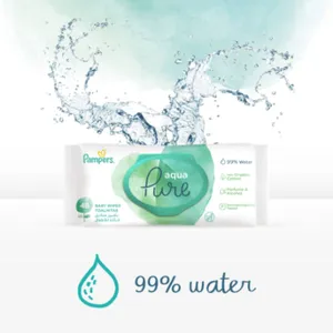 Pampers, Baby Wipes Aqua Pure 99% Pure Water - 144 Pcs - 3 Pampers, Baby Wipes Aqua Pure 99% Pure Water - 144 Pcs - 3
