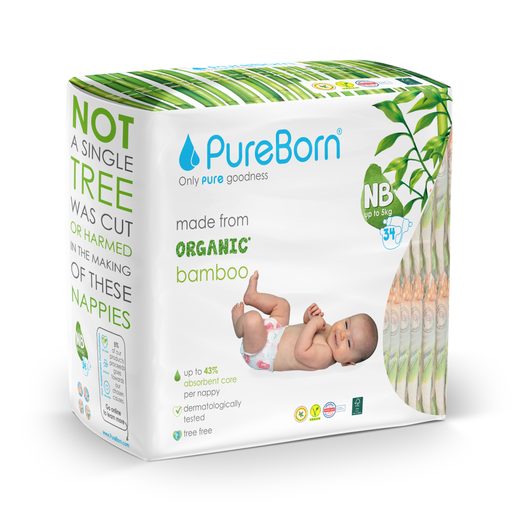 PureBorn, Baby Diaper Size 1 - 34 Pcs