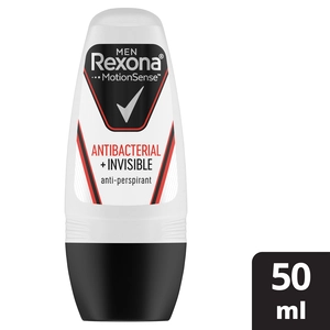 Rexona, Antiperspirant Deodorant Roll On Invisible For Men - 50 Ml - 2 Rexona, Antiperspirant Deodorant Roll On Invisible For Men - 50 Ml - 2