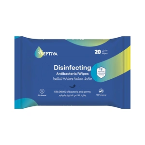 Septiva, Anti Bacterial Wipes, Disinfecting, Alcohol Free - 20 Pcs Septiva, Anti Bacterial Wipes, Disinfecting, Alcohol Free - 20 Pcs