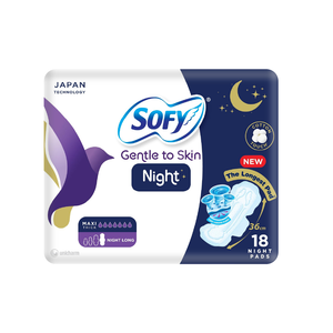 Sofy, Feminine Pads Night Comfort Extra Long - 18 Pcs Sofy, Feminine Pads Night Comfort Extra Long - 18 Pcs