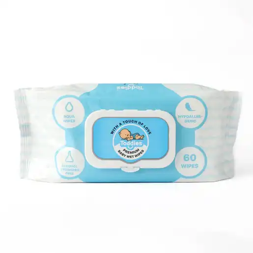 Toddies, Baby Wipes Aqua Wipes - 60 Pcs