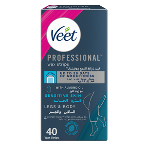 Veet, Hair Removal Wax Strips Sensitive Skin 30+10 Pcs Free - 1 Kit Veet, Hair Removal Wax Strips Sensitive Skin 30+10 Pcs Free - 1 Kit