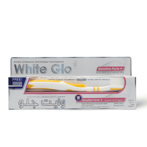 White Glo Toothpaste Sensitive White Whitening + Toothbrush For Sensitive Teeth Free - 150 Gm White Glo Toothpaste Sensitive White Whitening + Toothbrush For Sensitive Teeth Free - 150 Gm