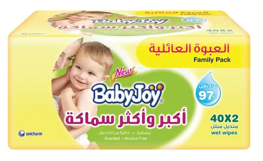 بيبى جوى، مناديل مبللة معطرة للأطفال - 80 قطعة