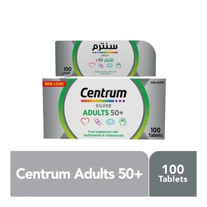 سنترم، سلفر، فيتامينات متعددة، 50 + للكبار - 100 قرص سنترم، سلفر، فيتامينات متعددة، 50 + للكبار - 100 قرص