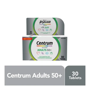 سنترم، سلفر، فيتامينات متعددة، 50 + للكبار - 30 قرص سنترم، سلفر، فيتامينات متعددة، 50 + للكبار - 30 قرص