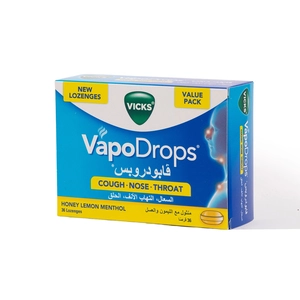 فيكس، فابودروبس، أقراص استحلاب، لأعراض التهاب الحلق، نكهة العسل والليمون - 36 قطعة فيكس، فابودروبس، أقراص استحلاب، لأعراض التهاب الحلق، نكهة العسل والليمون - 36 قطعة